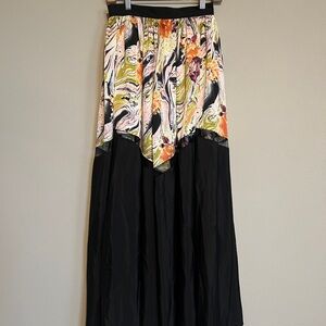 Black and Multicolor Maxi Skirt